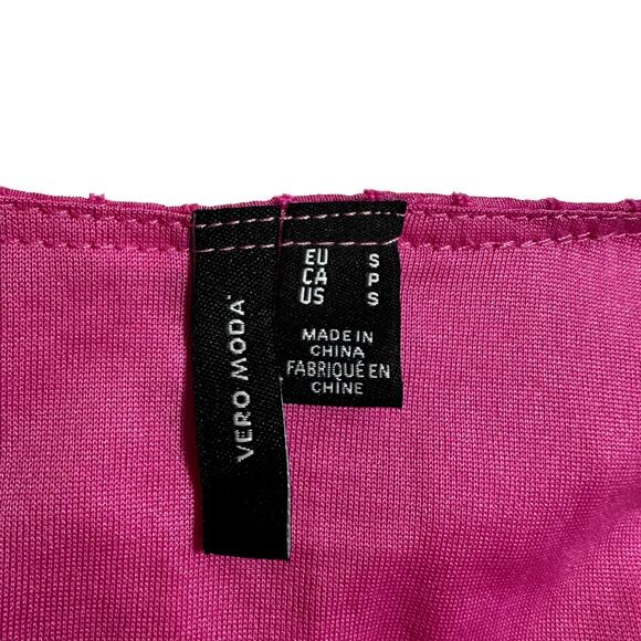 New Vero Moda Women's V Neck Ruffle Frill Top Hot Pink Size Small - Picture 8 of 11